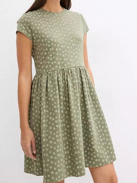 B.P.C sukienka dresowa zielona w drobne kwiatuszki ^44/46