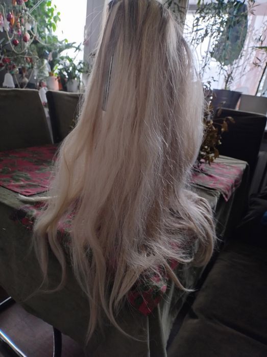 Peruka ombre JASNY PLATYNOWY BLOND  długa gęsta  bal karnawałowy