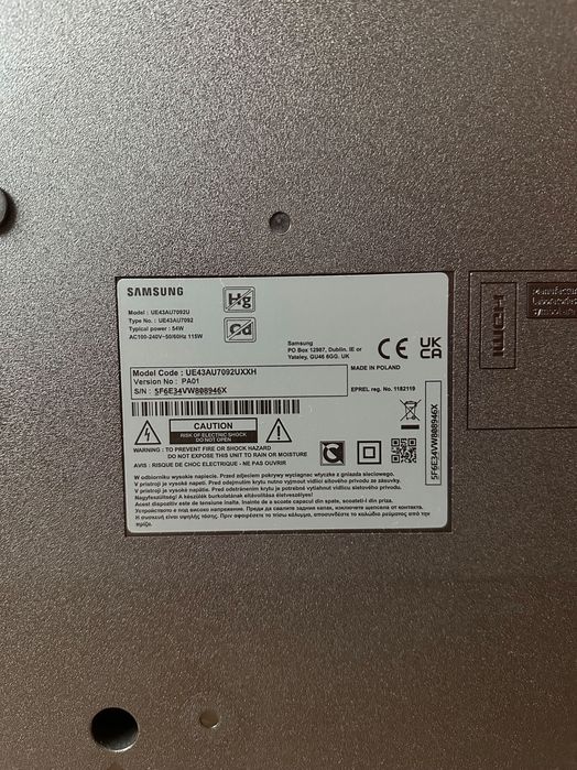 Telewizor Samsung UE43AU7092U 43" LED
4K Tizen DVB-T2