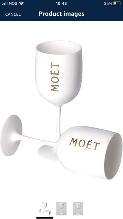 6 copos MOET cada cor, preço unitário