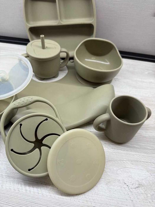 Набір дитячого силіконового ЕКО посуду на присосках, для прикорму