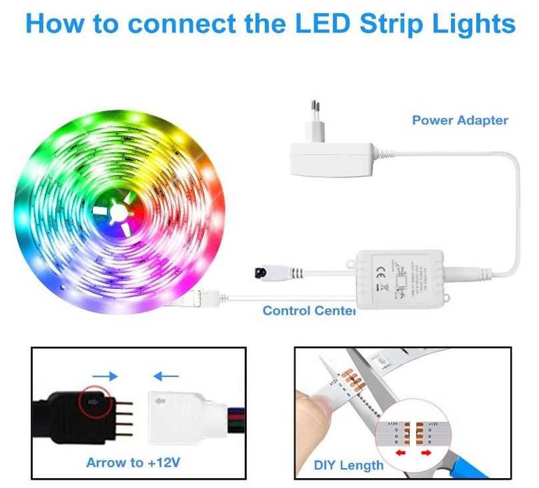Taśma LED RGB Wifi 15m (2x7.5m) sterowanie pilotem, telefonem