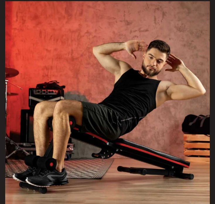 универсальная скамья для тренировок жима пресса набор гантели штанга