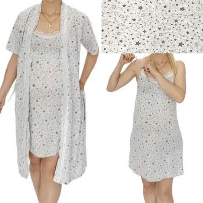 Комплект у пологовий та для дому, мереживні халат та сорочка 46-54