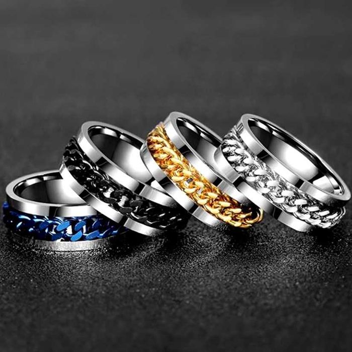 Каблучка спінер, перстень з нержавіючої медичної сталі  шириною 8мм