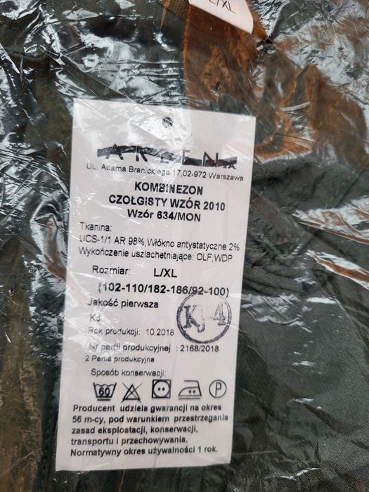 Kombinezon czolgisty wz.634/MON -L/XL