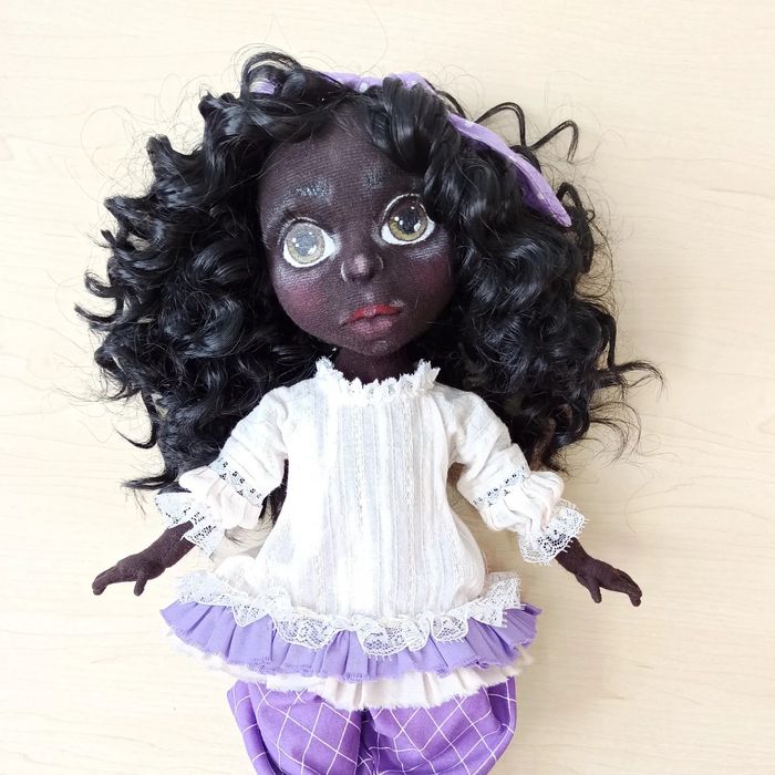 Текстильна шарнірна лялька Мулатка