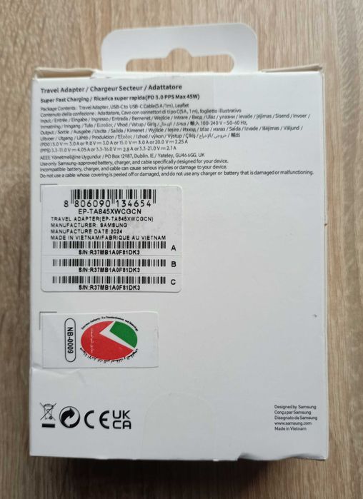 Szybka Ładowarka Zasilacz do telefonów Samsung 45W Super Fast Charge