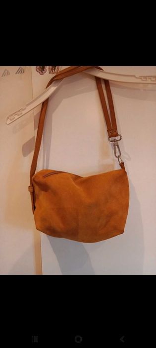 Mala pequena de ombro, em camurça, amarelo torrado - Springfield