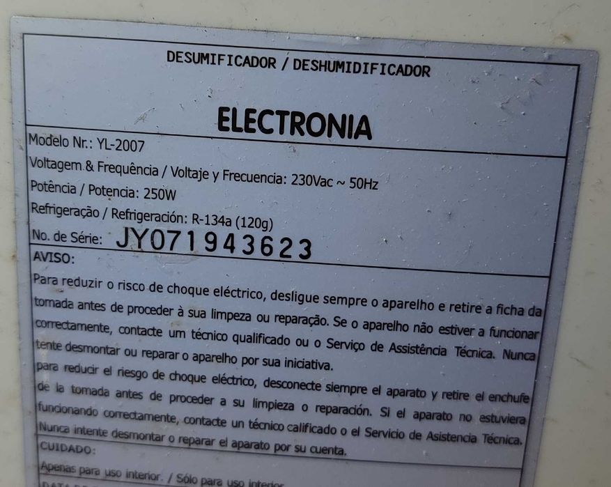 Desumidificador Electronia * peças *