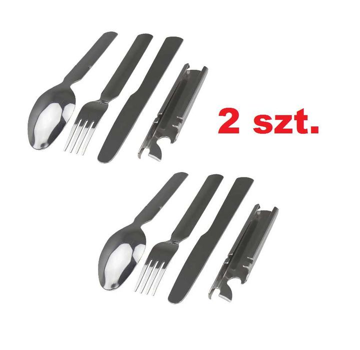 2 x Niezbędnik wojskowy metalowy turystyczne sztućce CAMO 2 sztuki