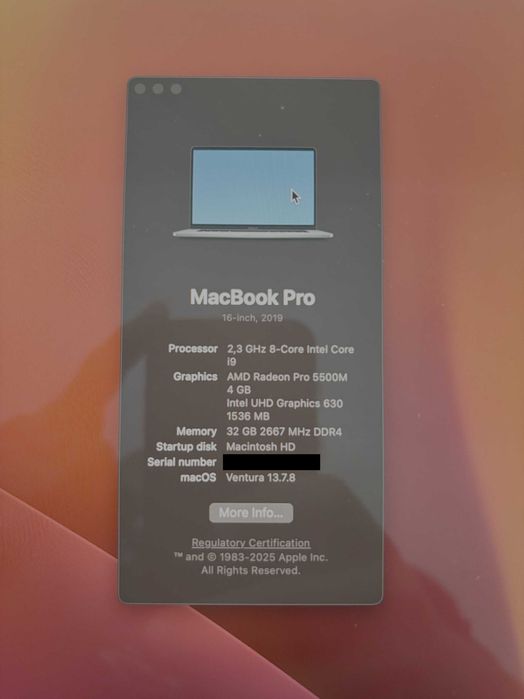 Apple Macbook Pro 16" i9 Touch Bar 2019 32GB / 1TB SSD