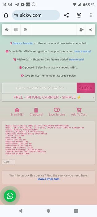 Моноблок Apple iMac 2017 21.5" i5-7500\8 Gb\ Разборка! Рабочего!