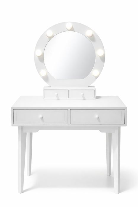 Biała toaletka z podświetlanym lustrem