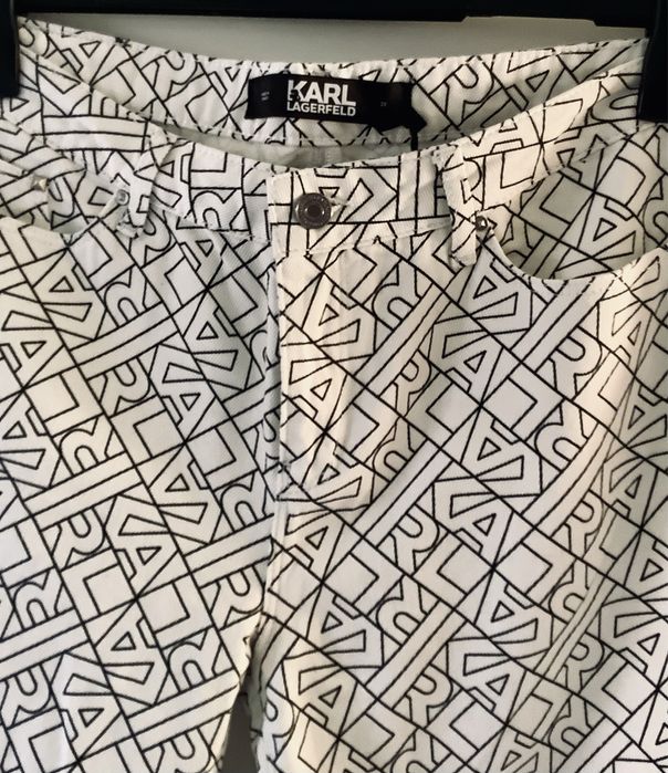 Karl Lagerfeld jeansy logowane, biale/czarne logo, rozmiar 29