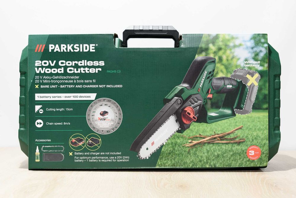 NEW! Акумуляторна ланцюгова пила Parkside PAGHS 20-Li C4 / Сучкоріз