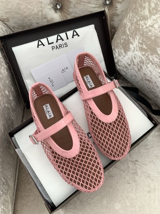 Балетки жіночі туфлі сіточка alaia чорні, білі, рожеві