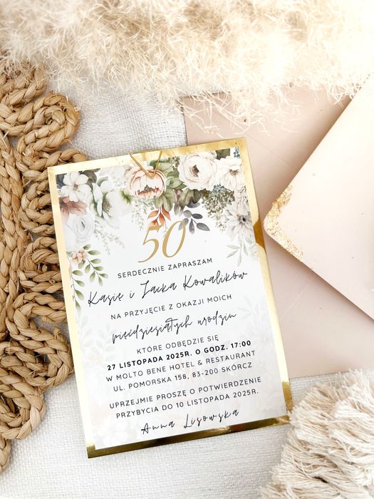 Zaproszenia na urodziny urodzinowe 40, 50, 60