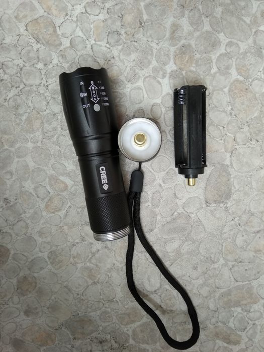 Фонарик 2в1 белый + УФ под 18650