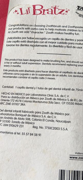 Escova e pasta de dentes Bratz