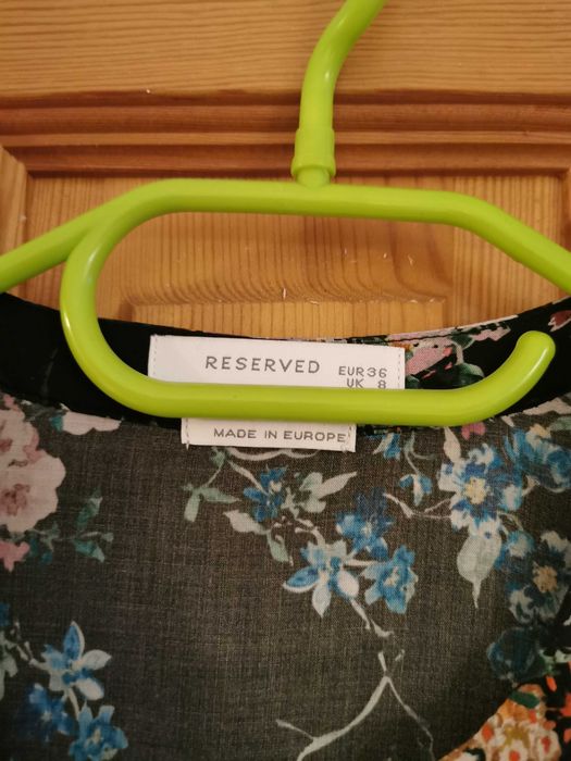 Reserved - Lekka koszula w kwiaty - Czarny 36 100%wiskoza