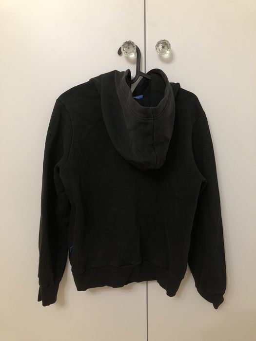 Czarna oryginalna bluza adidas z nadrukiem i kapturem rozmiar 36
