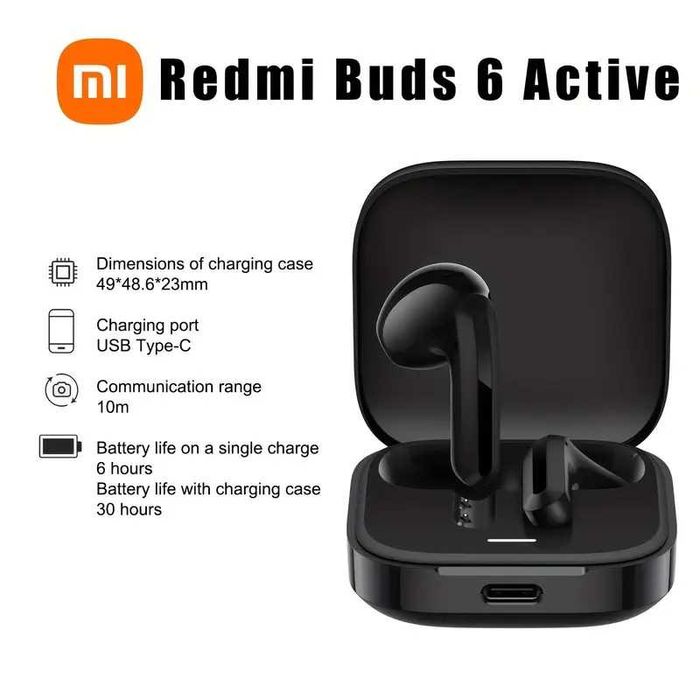 Słuchawki bezprzewodowe douszne Xiaomi Redmi Buds 6 Active czarne