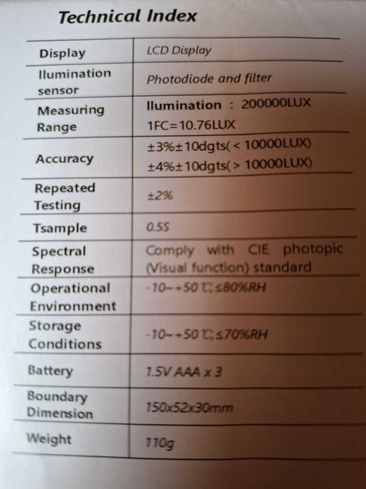 Medidor de intensidade de luz - fotómetro