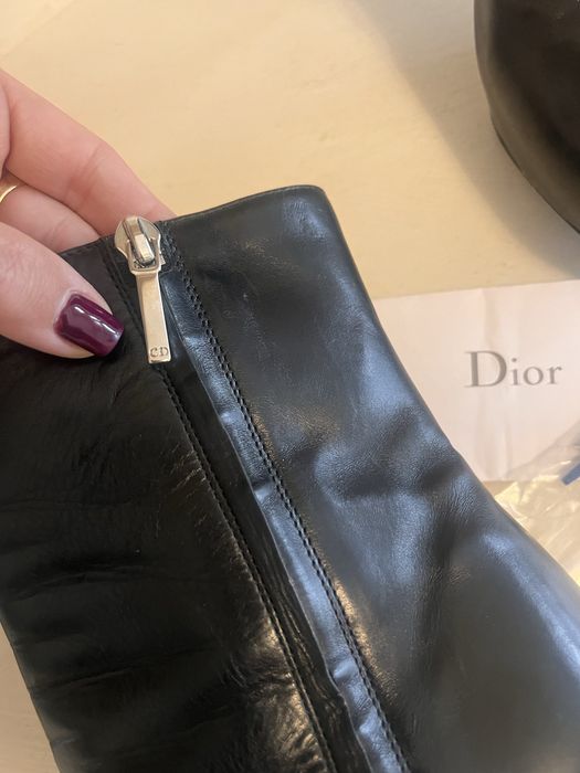 Christian Dior oryg kozaczki skórzane botki czarne na szpilce r.37,5 cm