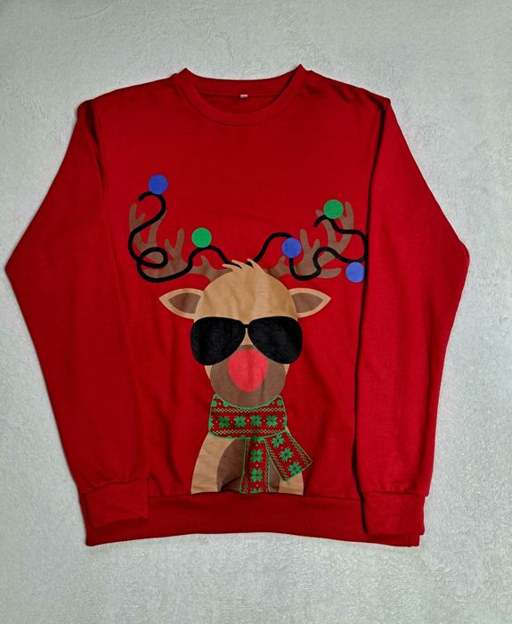 Sweterek swiateczny z jeleniem na Silverster, sesje, swieta