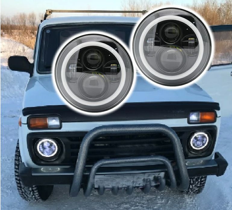 Светодиодная Фара LED 7 дюймов ДХО+Пов Пара Нива УАЗ Toyota FJ Nissan