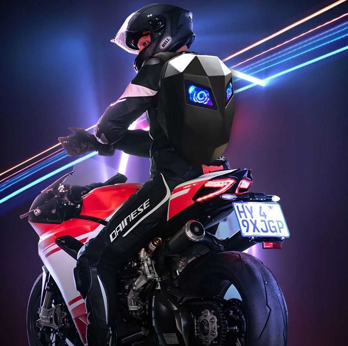 Plecak na kask Iron Man Oczy LED Ekran Pixel Art plecak Motocyklowy