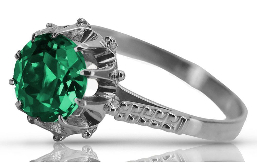 Srebrny pierścionek Rosyjski 925 z Szmaragdem vrc045s Vintage Wrocław