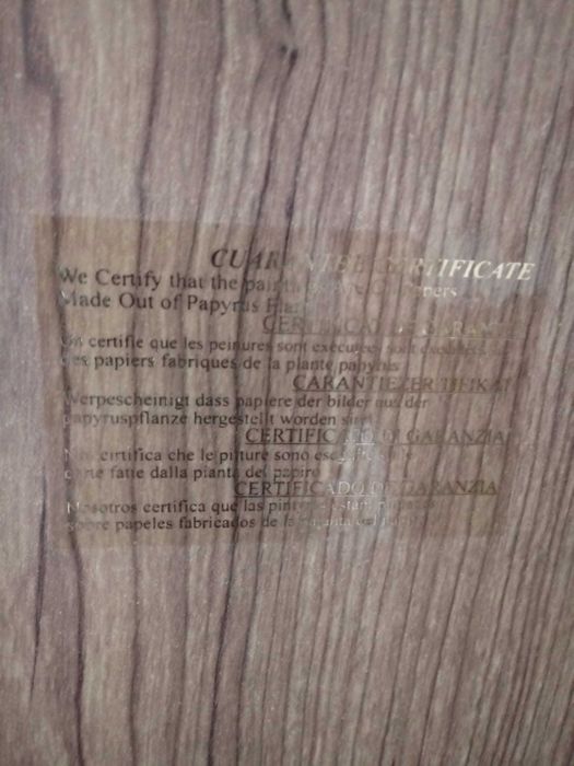 obraz papirus  z Egiptu certyfikat 18x24