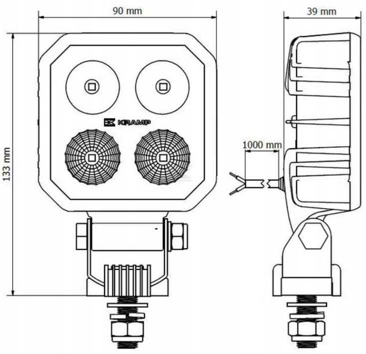 Zestaw lamp do belki opryskiwacza, niebieska 2 x 9W, Lampa robocza