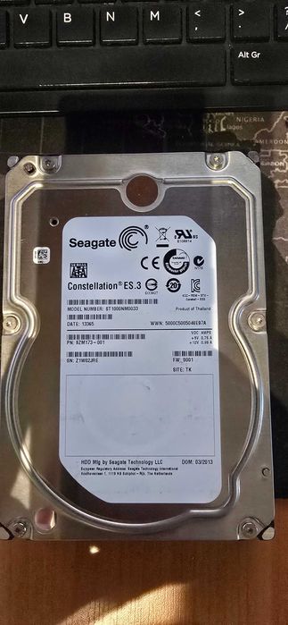 Uszkodzony dysk Seagate Constellation ES.3 1TB ST1000NM0033/7200RPM