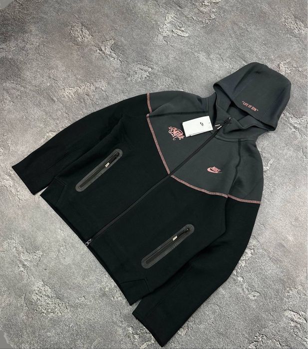 Чоловіче зіп худі чорно сірого кольору Syno