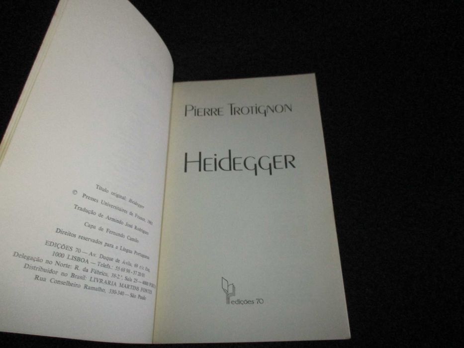 Livro Heidegger Pierre Trotignon Biblioteca Básica de Filosofia Edições 70