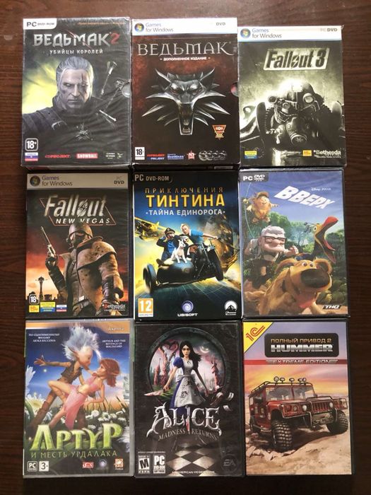 Ігри для ПК (PC): Ведьмак Fallout Warcraft StarCraft Diablo Alice Madness Returns, BloodRayne ObsCure Анабиоз XENUS Rage Counter Strike FEAR