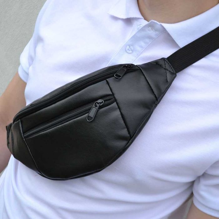 Бананка з якісної еко-шкіри, сумка через плече чоловіча жіноча на пояс