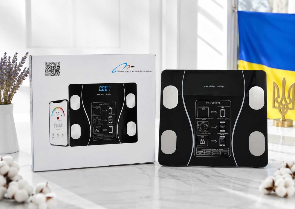 Розумні електронні підлогові смарт ваги з Bluetooth для фітнесу та аналізу маси тіла з додатком A-8003. Весы напольные