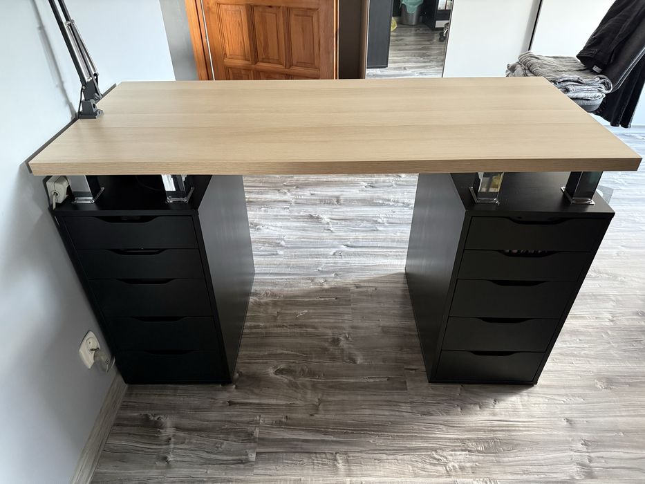 Biurko IKEA ALEX + blat LAGKAPTEN 140x60 cm | 2 kontenerki | stan bardzo dobry