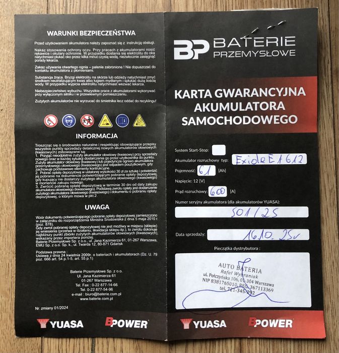 akumulator Exide Premium EA612 61Ah nowy