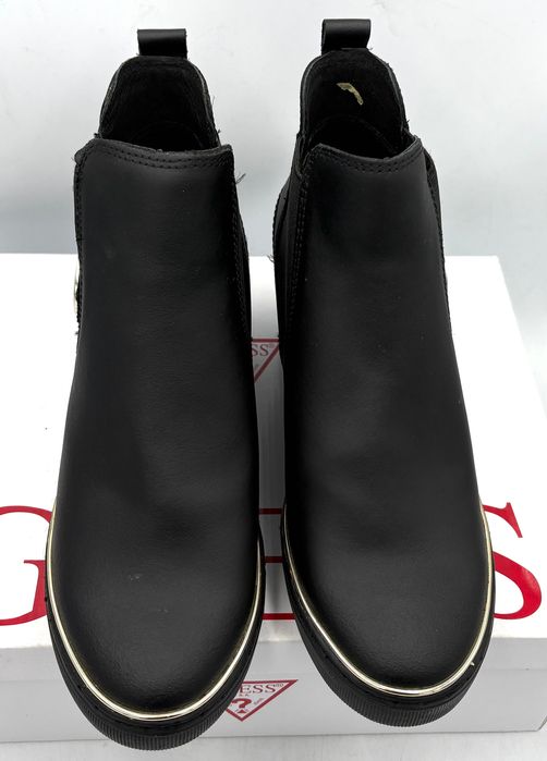 ‼️Nowe oryginalne botki GUESS Freda czarne 38 AZ087 skóra koturna 10cm