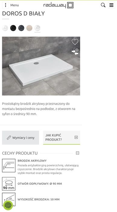Brodzik prysznicowy + syfon