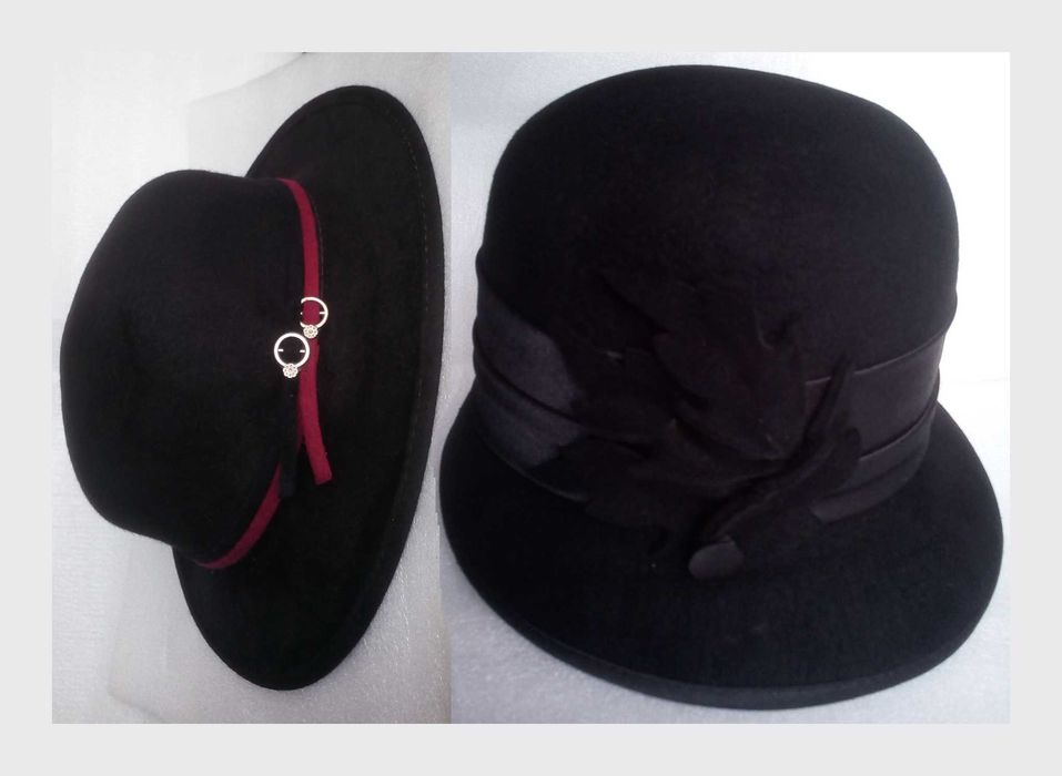 Черная дамская шляпка размеры S 53 и M 56