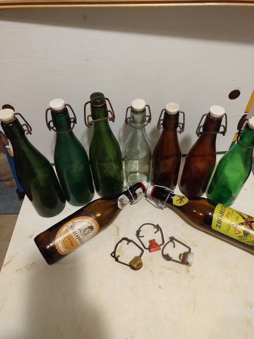 Stare butelki szklane z PRL 7 szt + 2 szt gratis