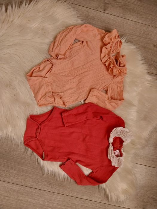 Zestaw body długi rękaw z kołnierzykiem prążkowane