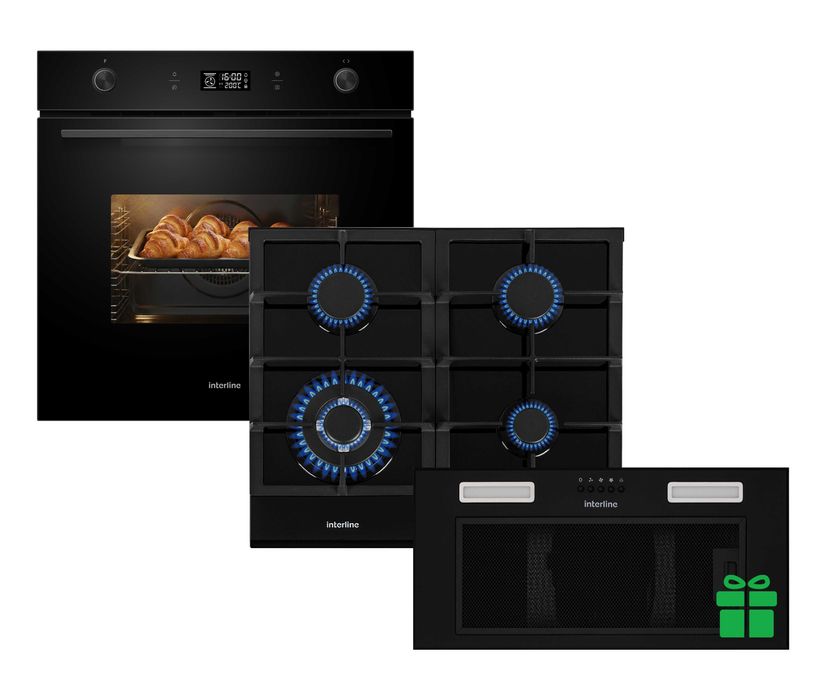 Комплект. Духова шафа + газова поверхня + витяжка. Вбудована техніка