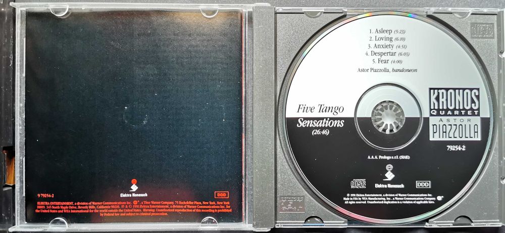 CD Kronos Quartet Astor Piazzolla Five Tango Sensations